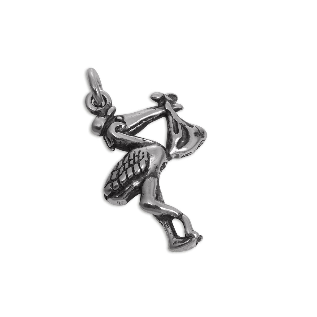 Sterling Silver Stork & Baby Charm
