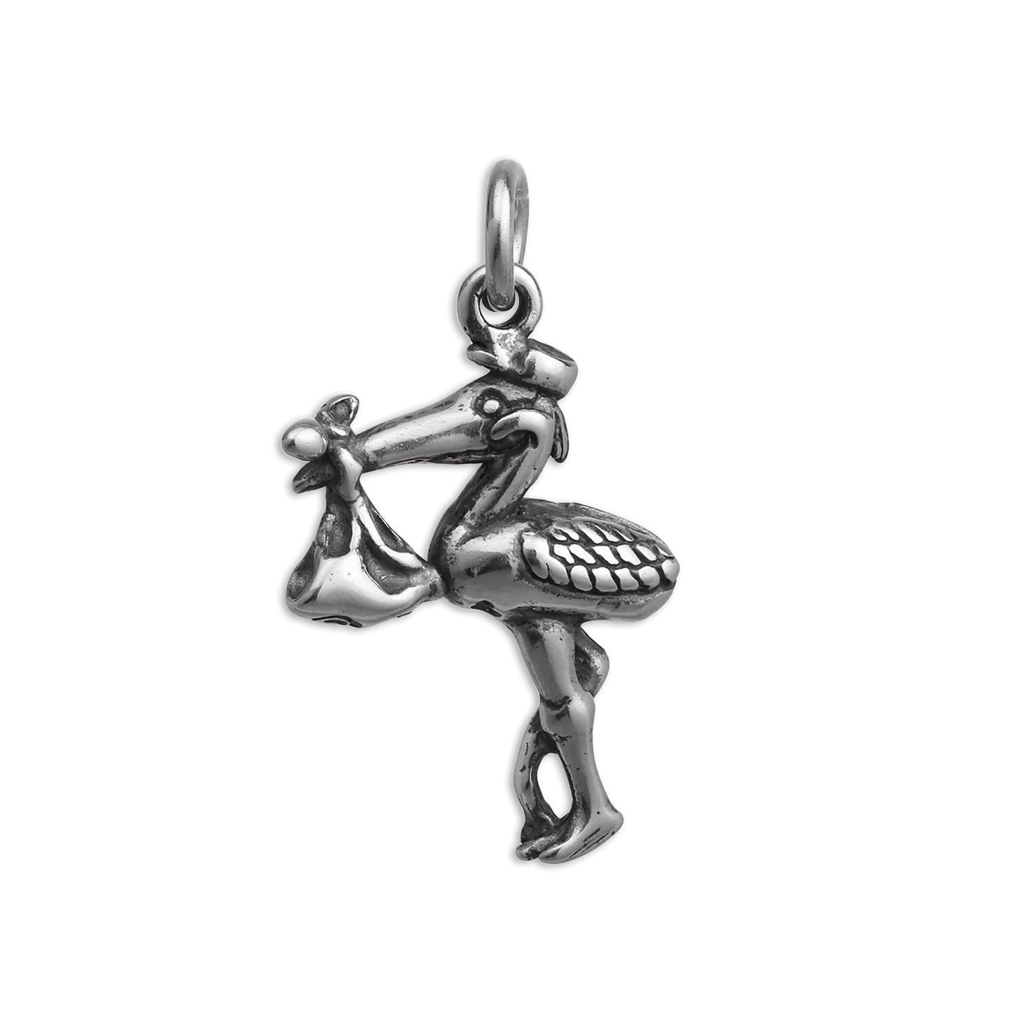 Sterling Silver Stork & Baby Charm