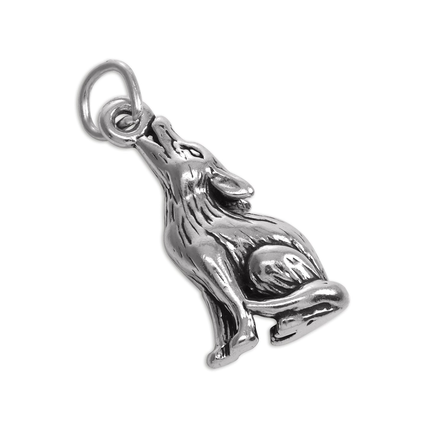 Sterling Silver Howling Coyote Charm