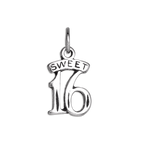 Sterling Silver Sweet 16 Birthday Charm
