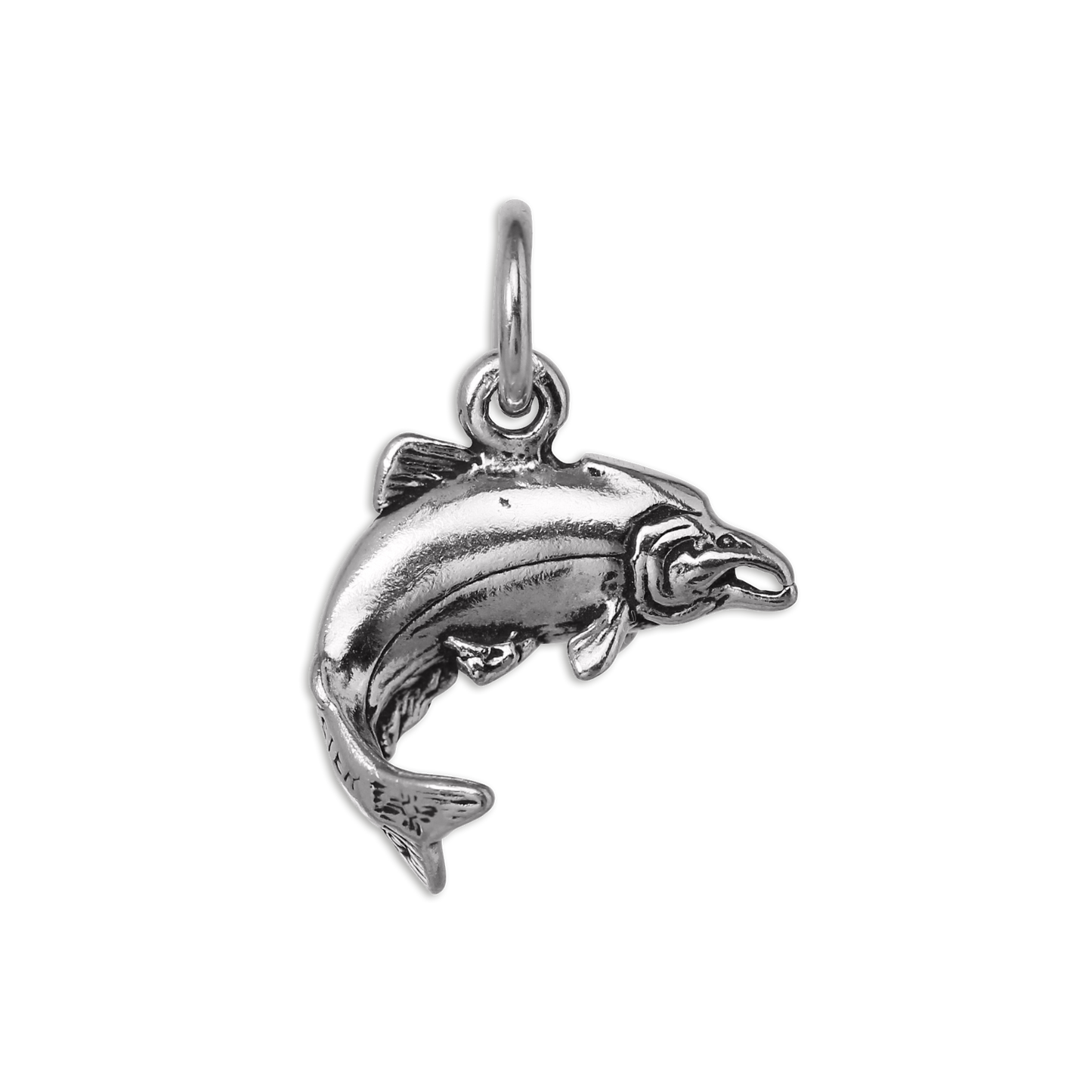 Sterling Silver Swimming Salmon Charm