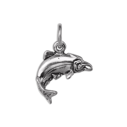Sterling Silver Swimming Salmon Charm