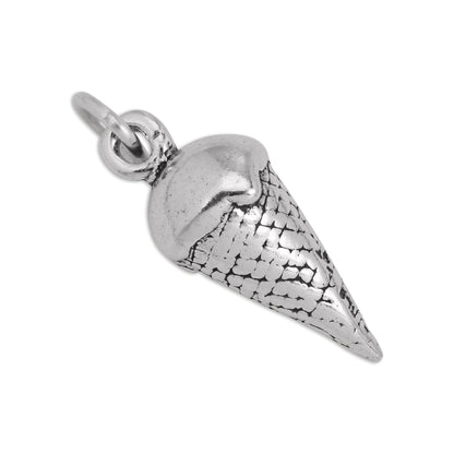 Large Sterling Silver Ice Cream Cone Charm