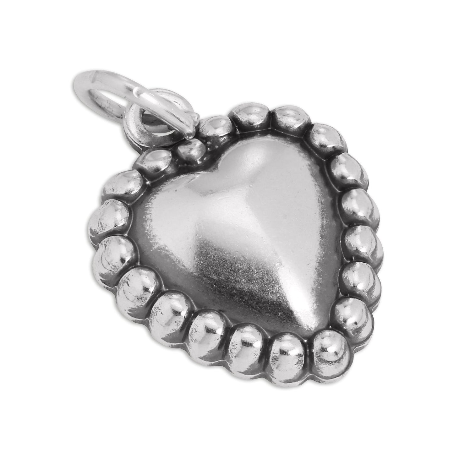 Sterling Silver Beaded Heart Charm