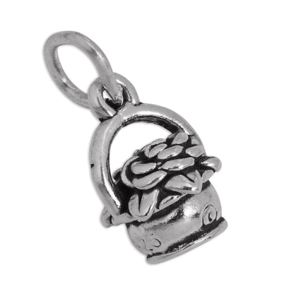 Sterling Silver Flower Basket Charm