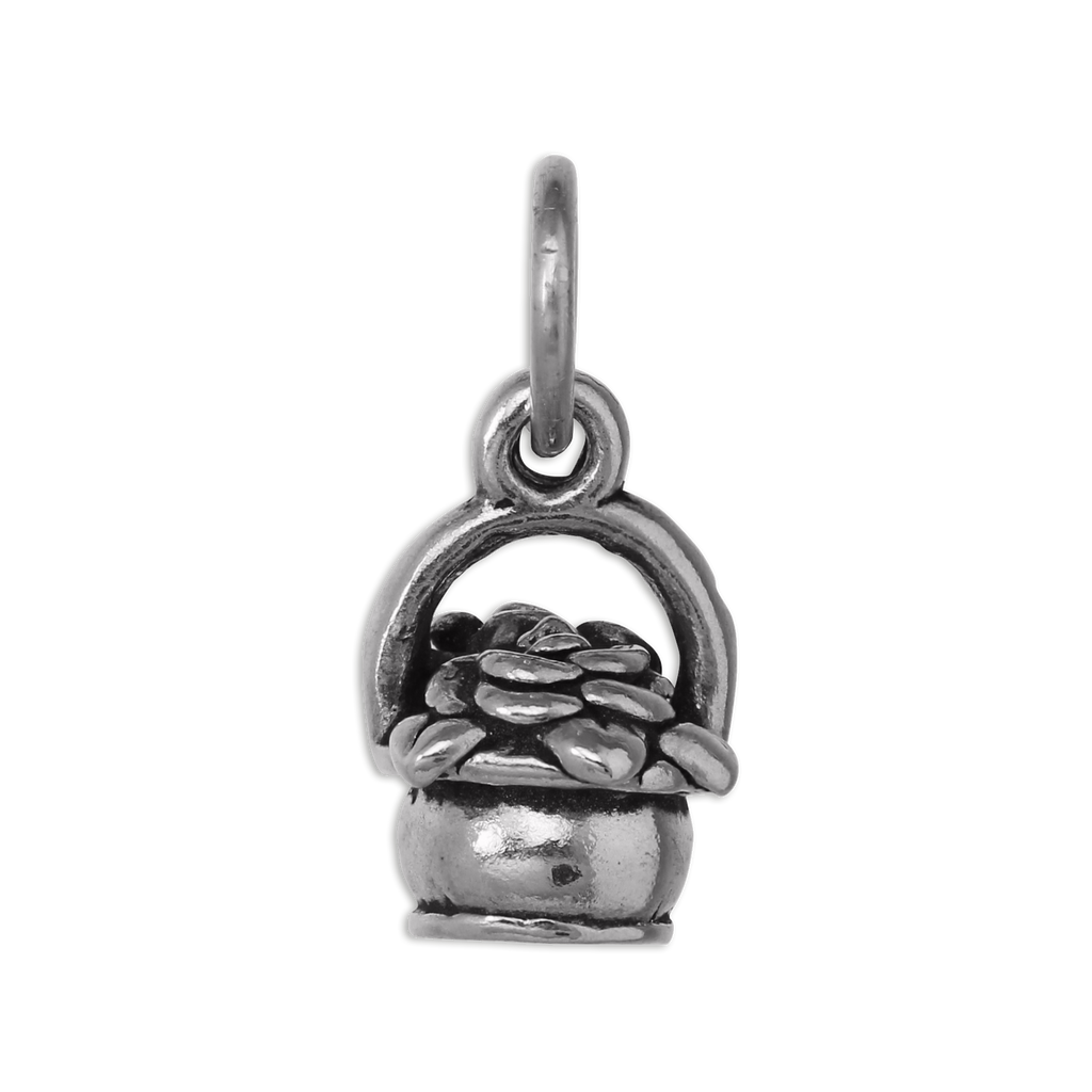 Sterling Silver Flower Basket Charm