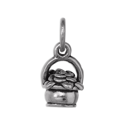 Sterling Silver Flower Basket Charm