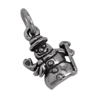 Sterling Silver Waving Snowman Charm