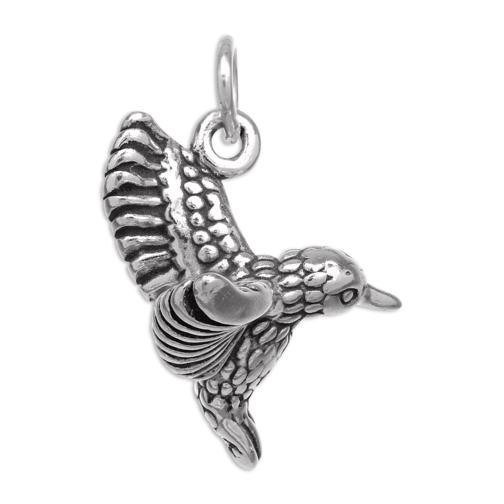 Sterling Silver 3D Hummingbird Charm
