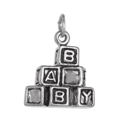 Sterling Silver Baby Building Blocks Charm