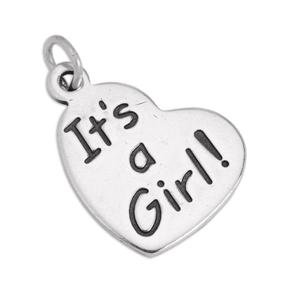 Sterling Silver It's A Girl Heart Charm