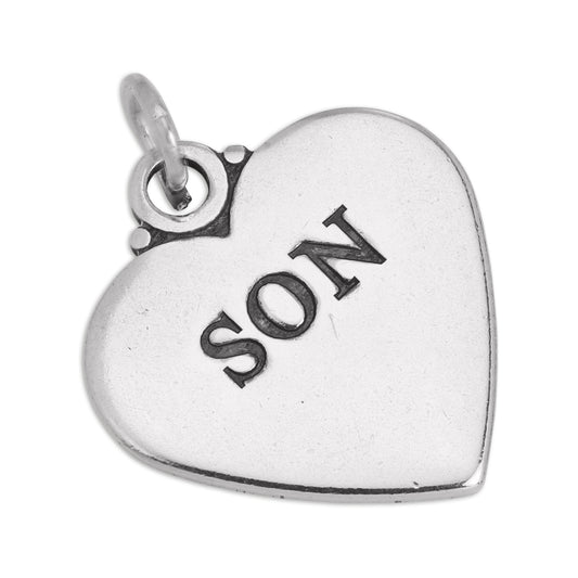 Sterling Silver Son Heart Charm