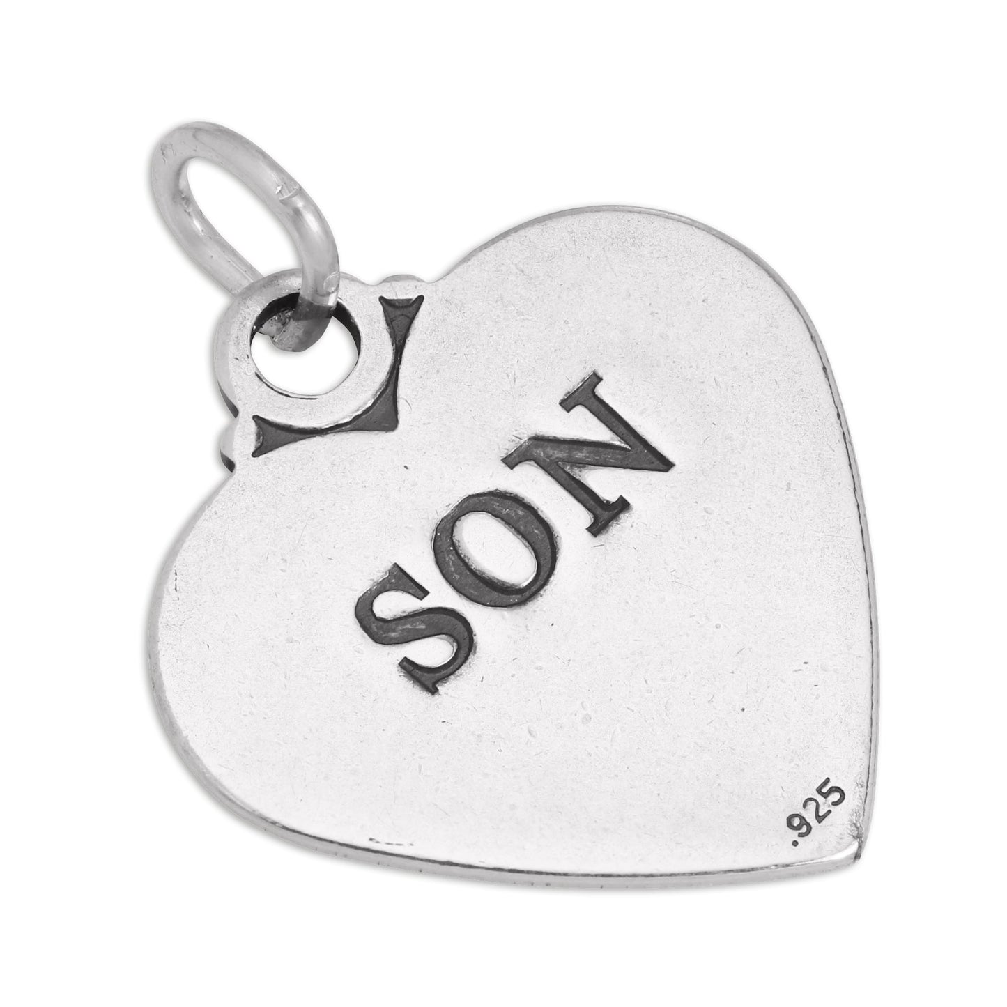 Sterling Silver Son Heart Charm