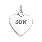 Sterling Silver Son Heart Charm