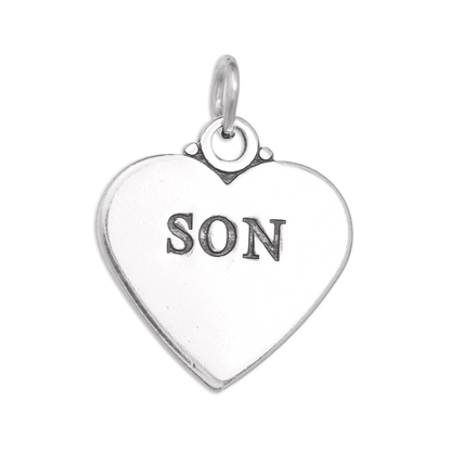 Sterling Silver Son Heart Charm