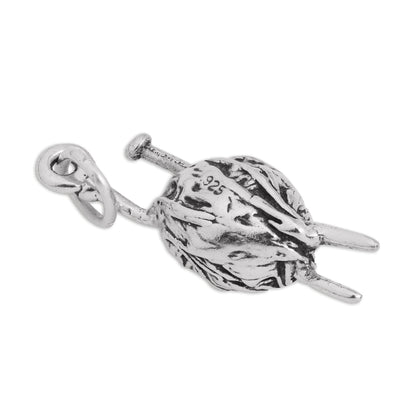 Sterling Silver Knitting Needles & Yarn Charm