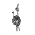 Sterling Silver Knitting Needles & Yarn Charm