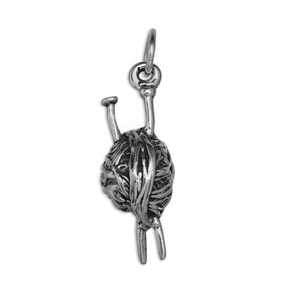 Sterling Silver Knitting Needles & Yarn Charm