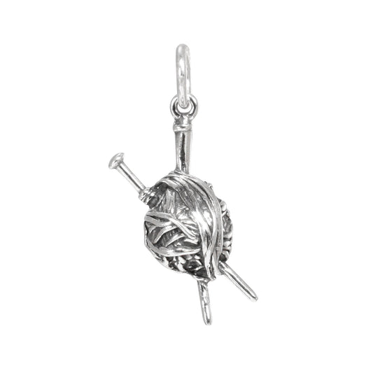 Sterling Silver Knitting Needles & Yarn Charm