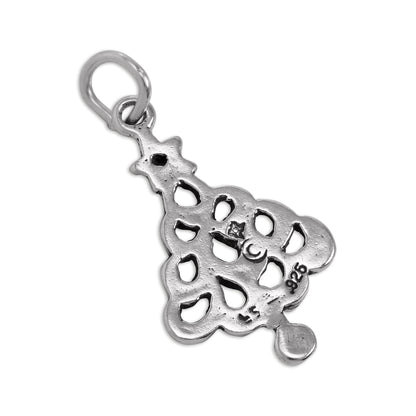 Sterling Silver Beaded Christmas Tree Charm