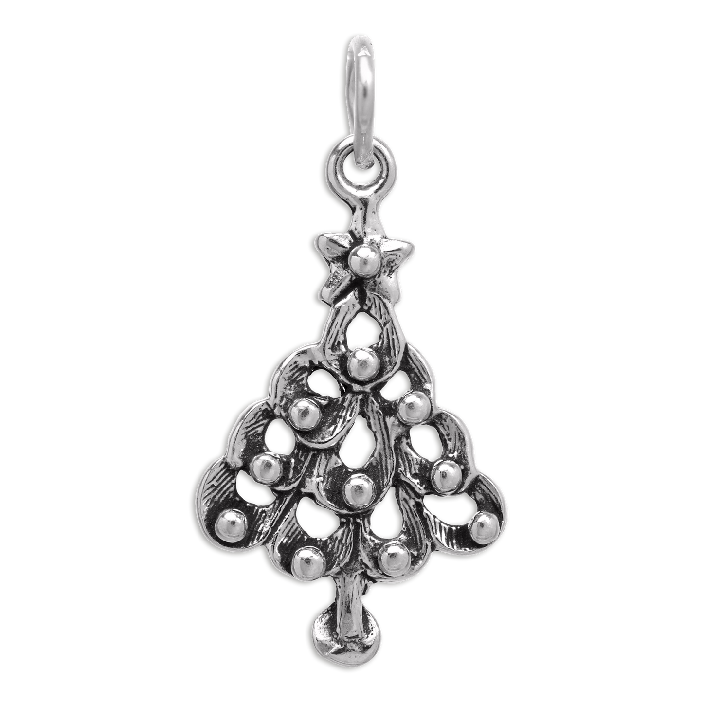 Sterling Silver Beaded Christmas Tree Charm