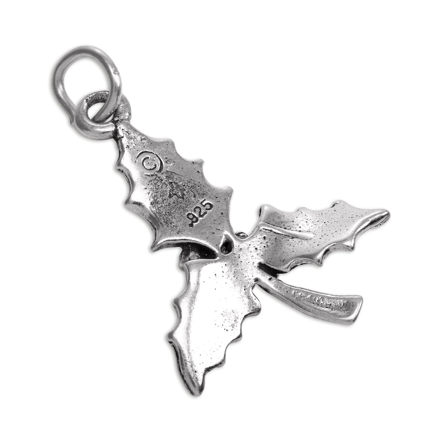 Sterling Silver Holly Leaves Charm