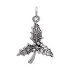 Sterling Silver Holly Leaves Charm