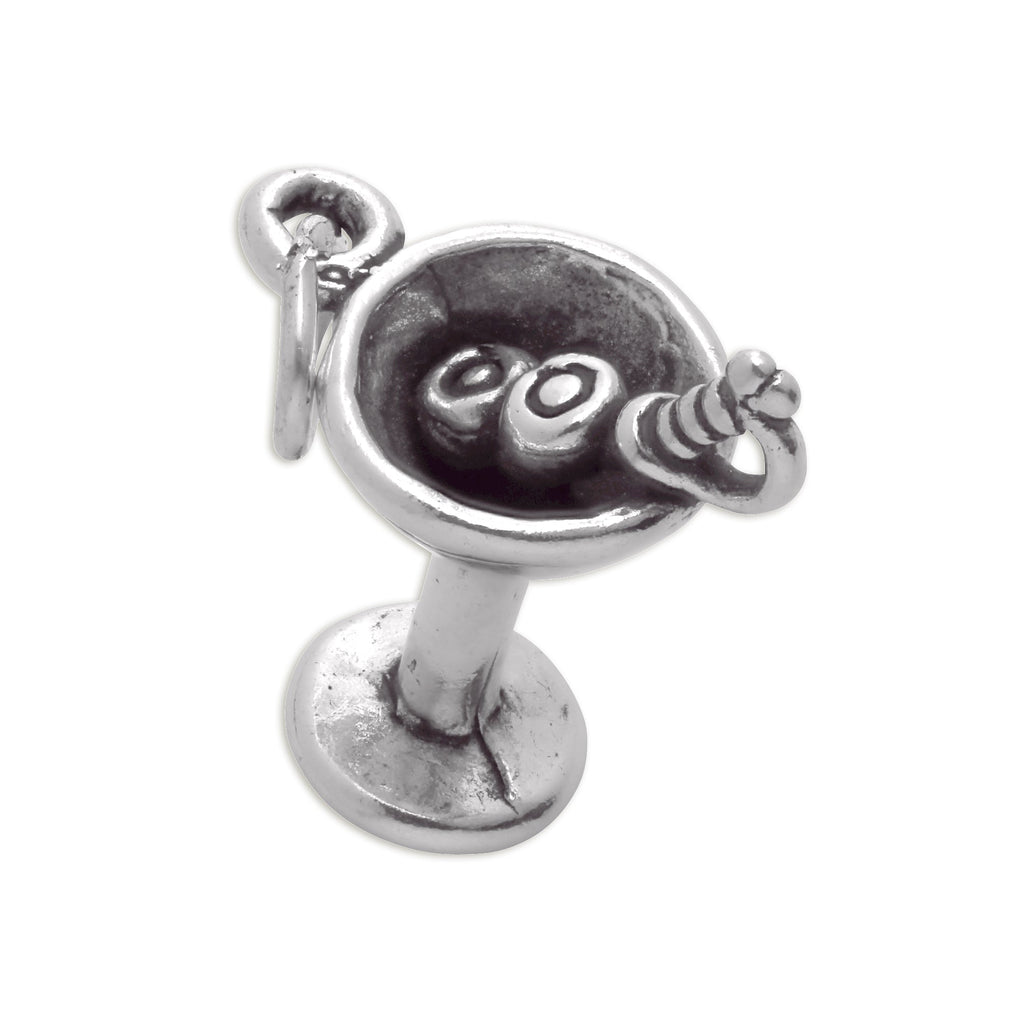 Sterling Silver Martini Glass Charm with 2 Olives