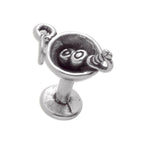 Sterling Silver Martini Glass Charm with 2 Olives