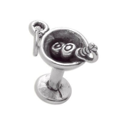 Sterling Silver Martini Glass Charm with 2 Olives