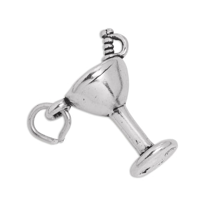 Sterling Silver Martini Glass Charm with 2 Olives