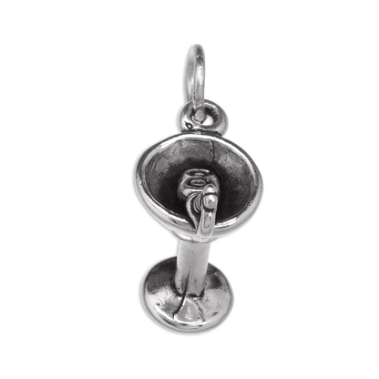 Sterling Silver Martini Glass Charm with 2 Olives
