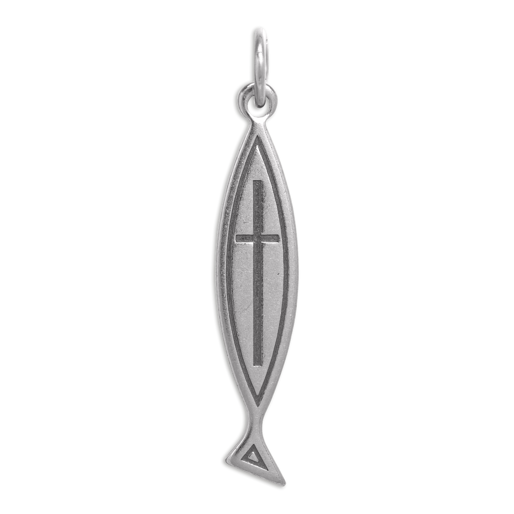Sterling Silver Fish Cross Charm