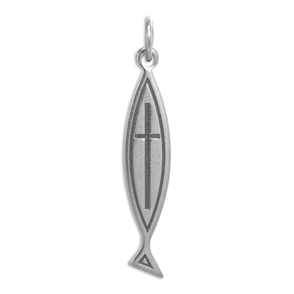 Sterling Silver Fish Cross Charm
