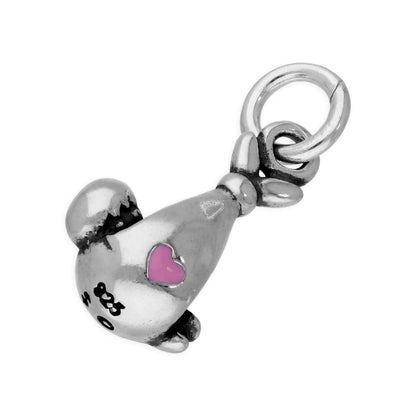 Sterling Silver Baby Girl Bundle Charm with Pink Enamel Heart