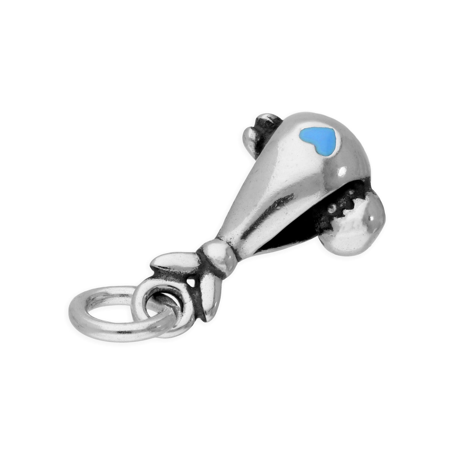 Sterling Silver Baby Boy Bundle Charm with Blue Enamel Heart