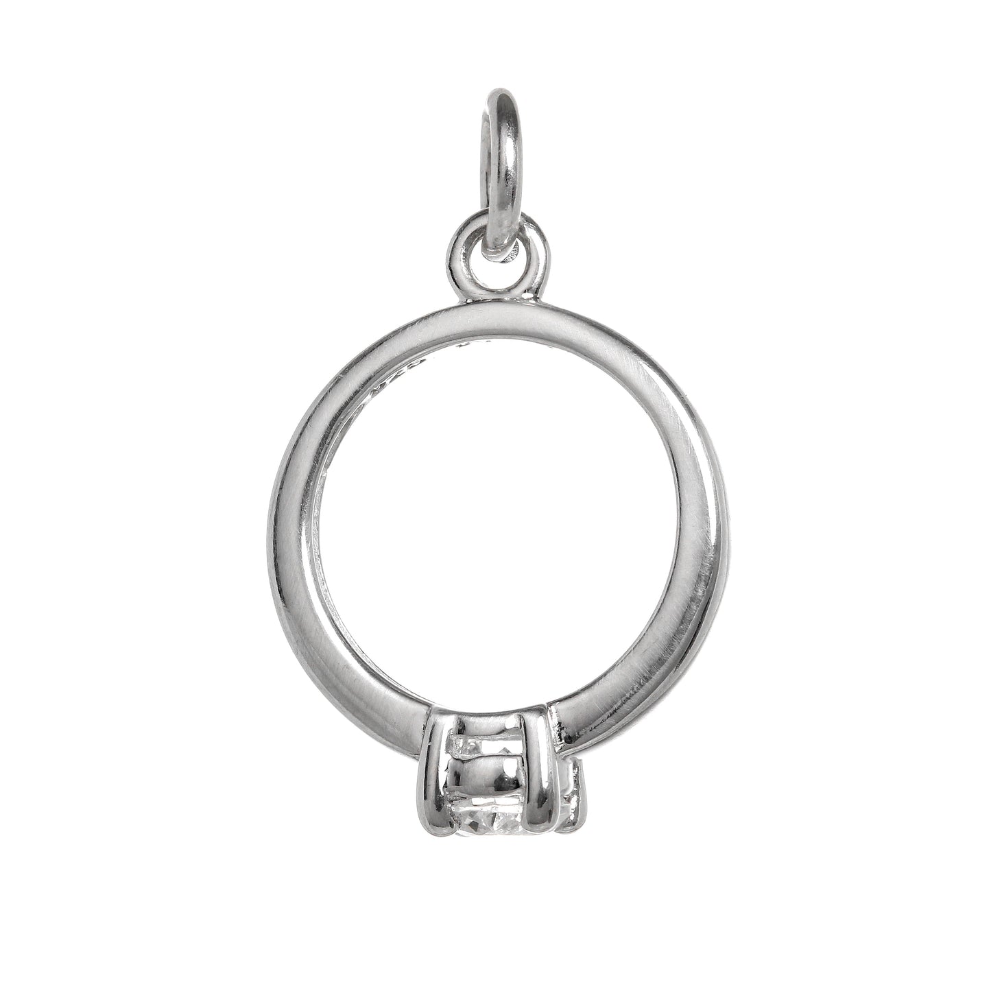 Sterling Silver & CZ Crystal Engagement Ring Charm