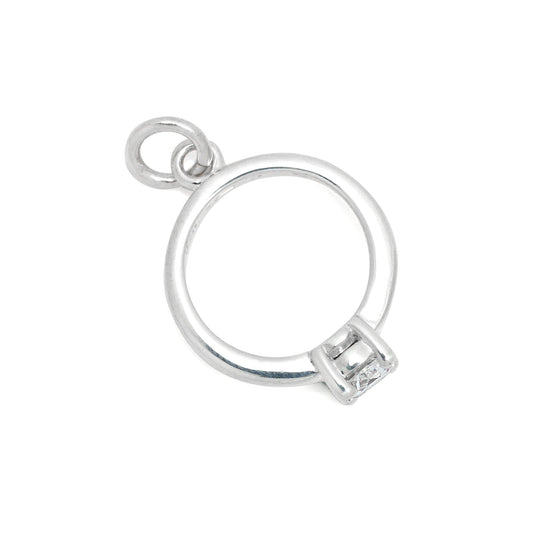 Sterling Silver & CZ Crystal Engagement Ring Charm