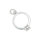 Sterling Silver & CZ Crystal Engagement Ring Charm