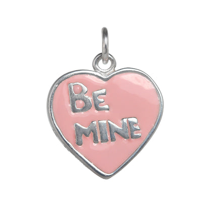 Sterling Silver & Pink Enamel Be Mine Heart Charm