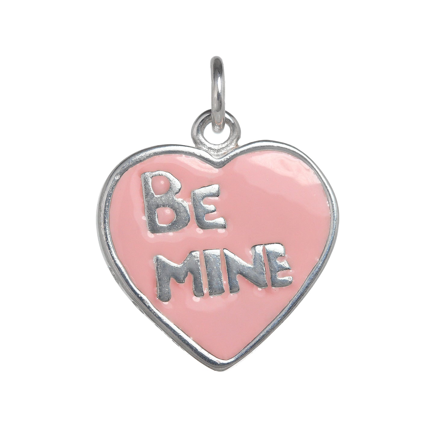 Sterling Silver & Pink Enamel Be Mine Heart Charm