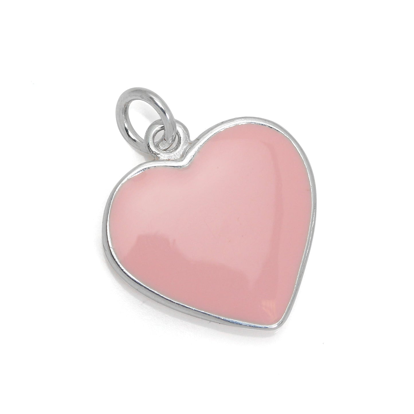 Sterling Silver & Pink Enamel Be Mine Heart Charm