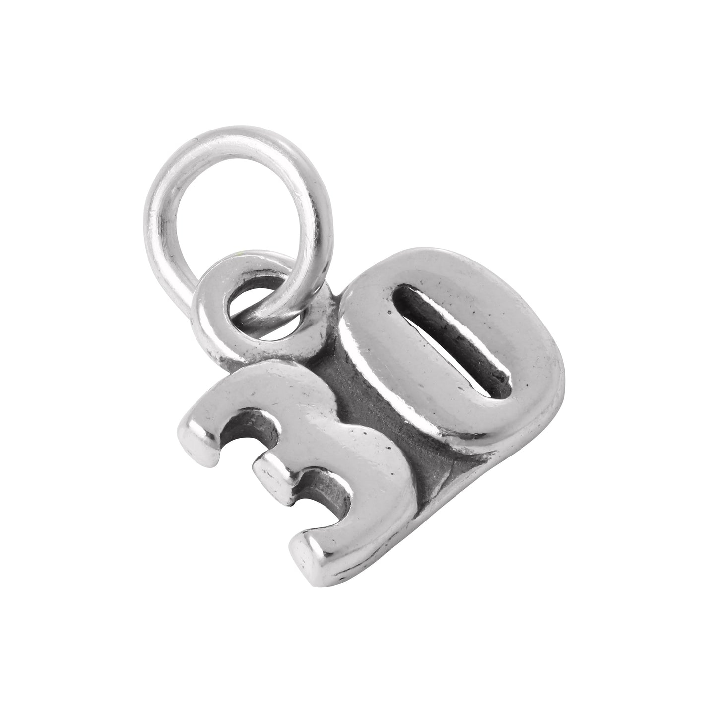 Sterling Silver Birthday Number Charms 20th - 60th