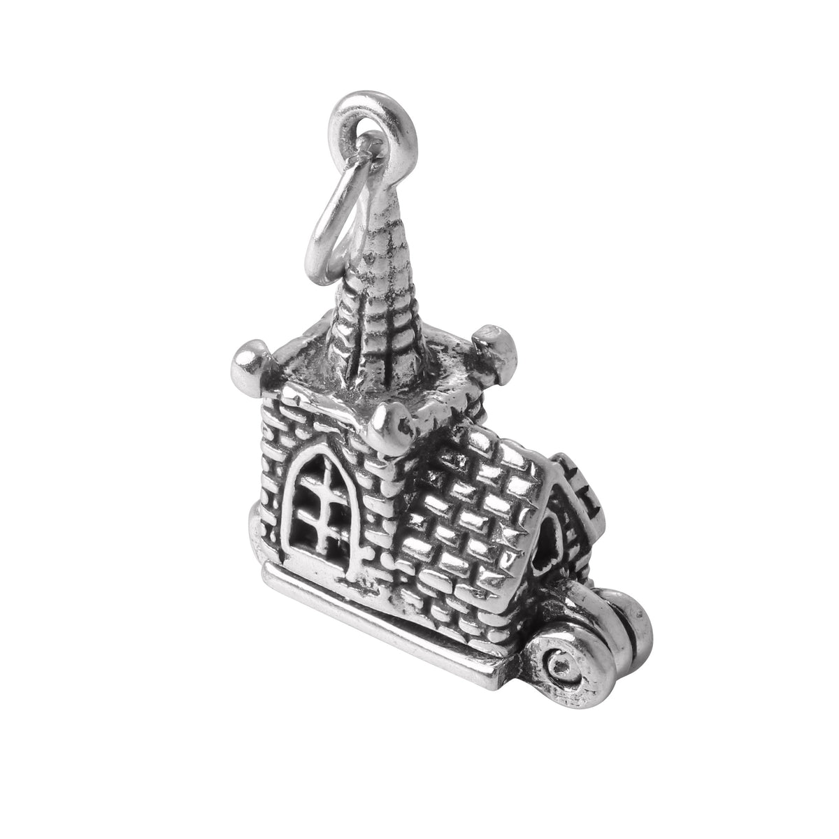 Sterling Silver Church With Couple Charm