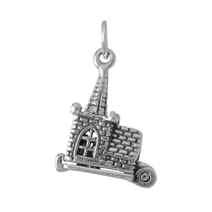 Sterling Silver Church With Couple Charm