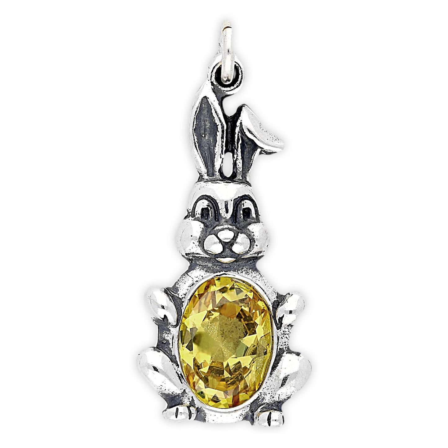 Sterling Silver Crystal Bunny Rabbit Charm