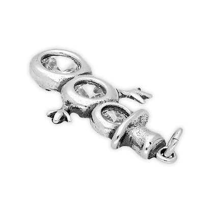 Sterling Silver Crystal Snowman Charm