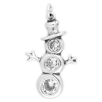 Sterling Silver Crystal Snowman Charm