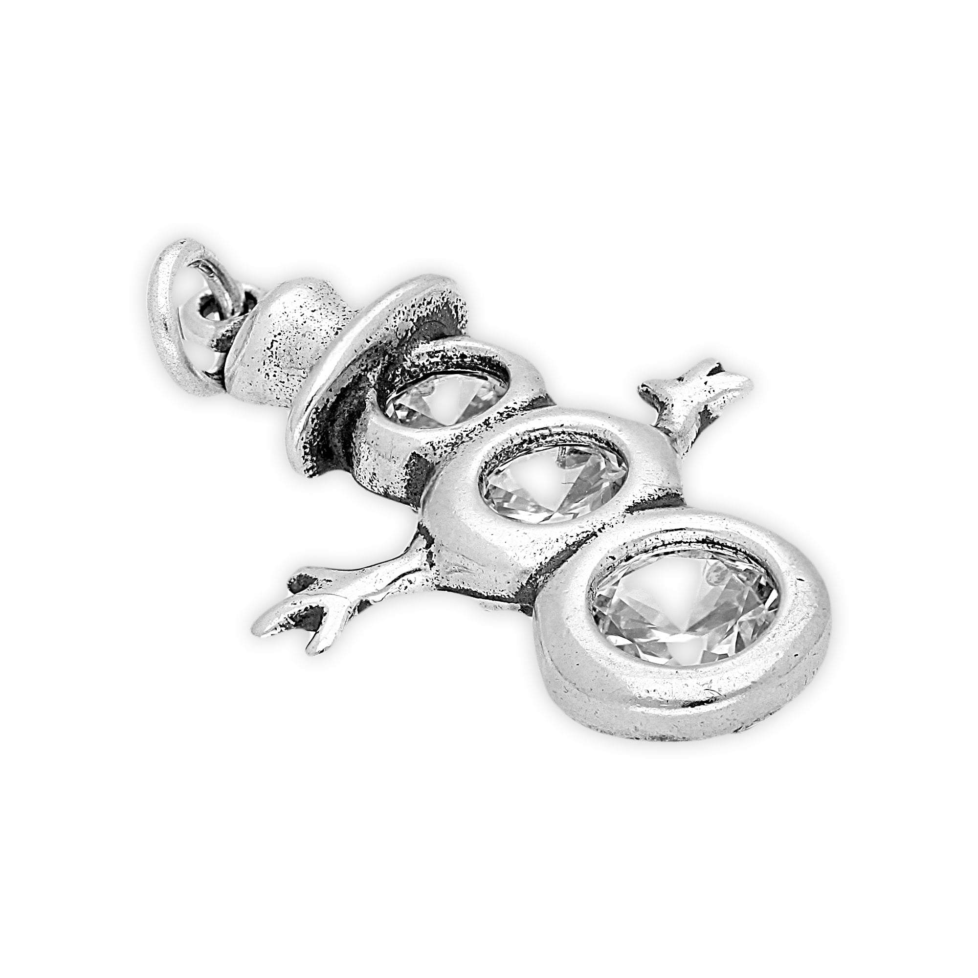 Sterling Silver Crystal Snowman Charm | TheCharmWorks