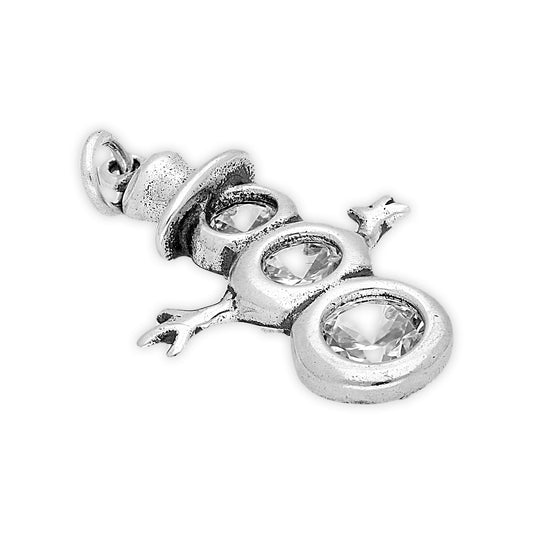 Sterling Silver Crystal Snowman Charm